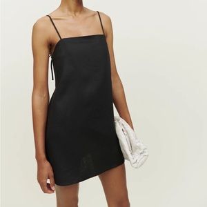 NEW WITH TAGS Reformation Aubree Linen Dress Size 6/M Black